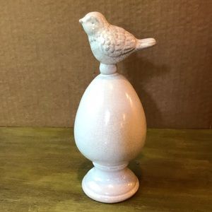 Ceramic crackled finish bird decor item. 7 1/2” tall.